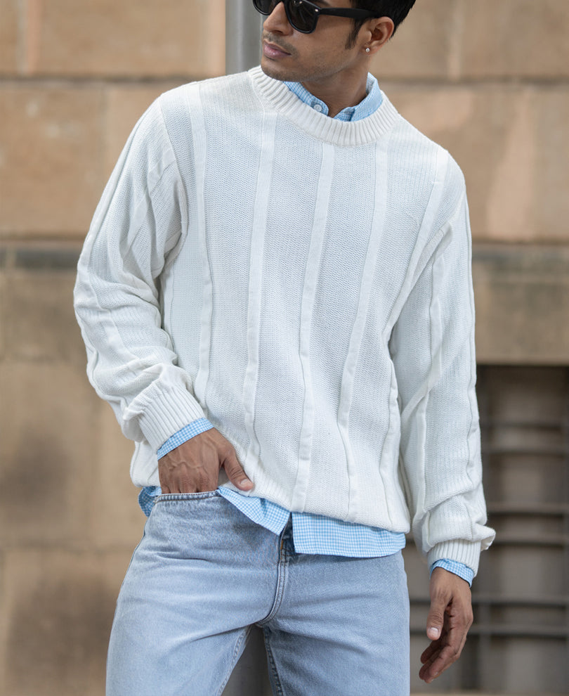 White Cotton Structured T-Shirt