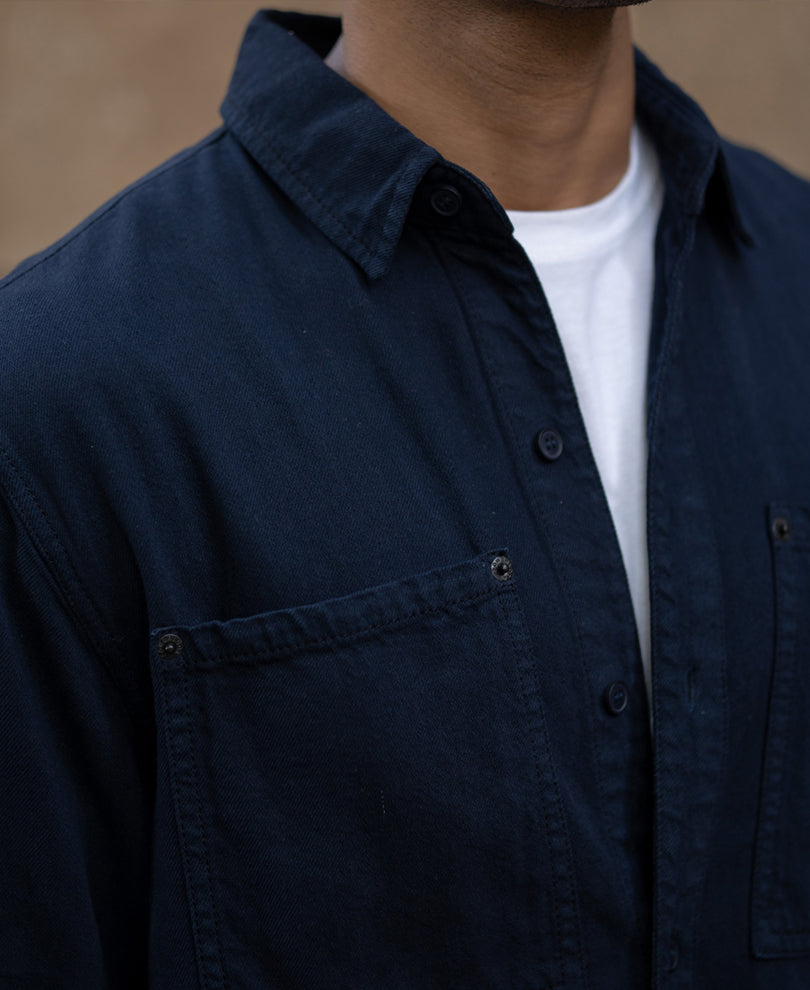 Navy Overdyed Twill Overshirt