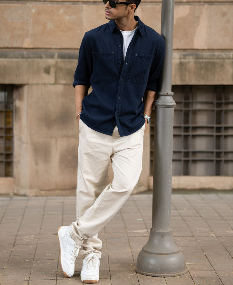 Navy Overdyed Twill Overshirt