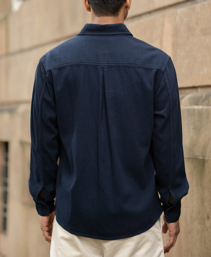 Navy Overdyed Twill Overshirt