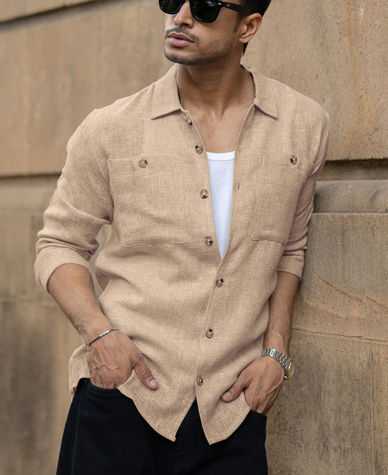 Beige Structure Shirt - Main Image