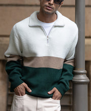 Multicolour Striped Zipper Sweater