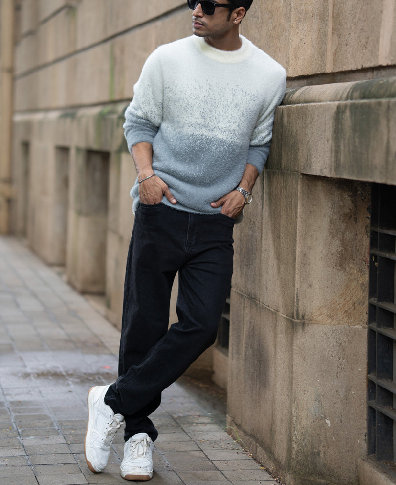 Grey Ombre Fuzzy Sweater