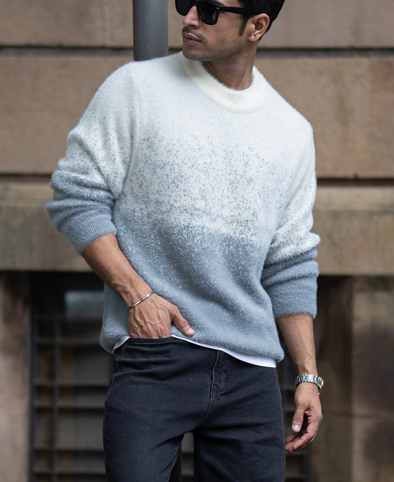 Grey Ombre Fuzzy Sweater