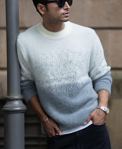 Grey Ombre Fuzzy Sweater