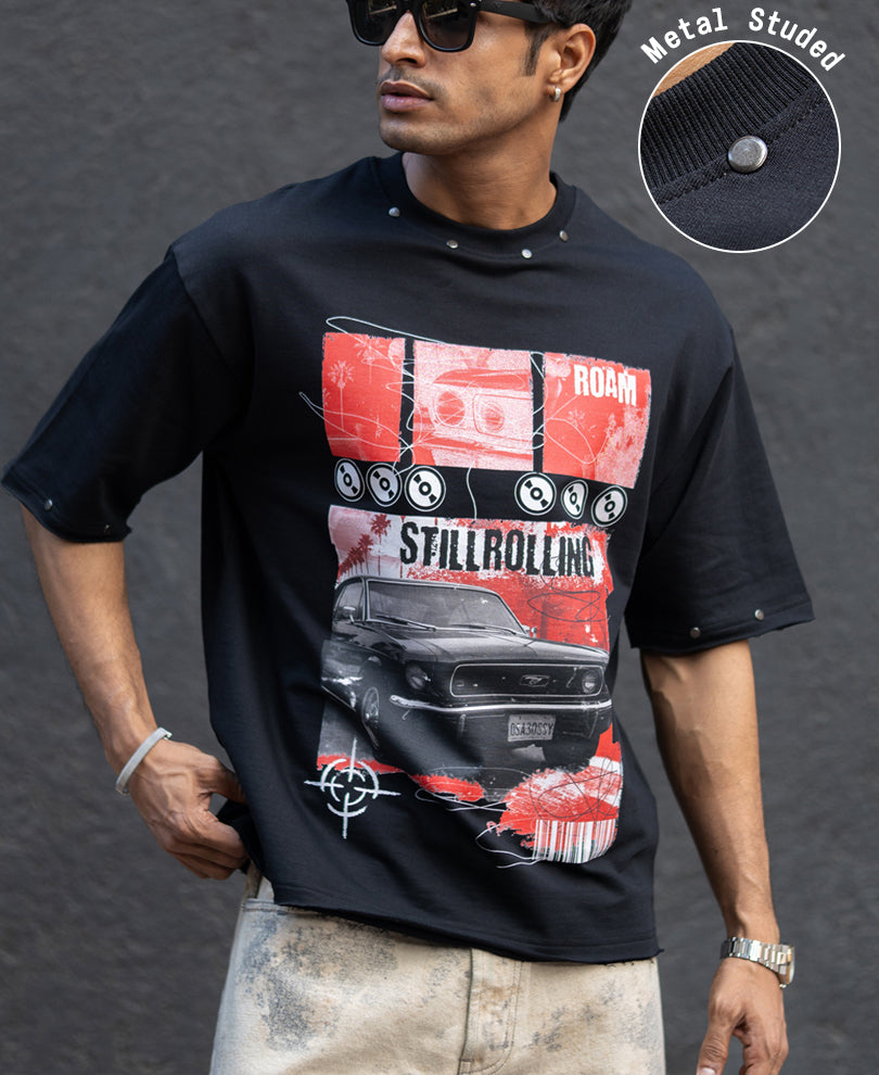 Black Graphic Stud T-Shirt.