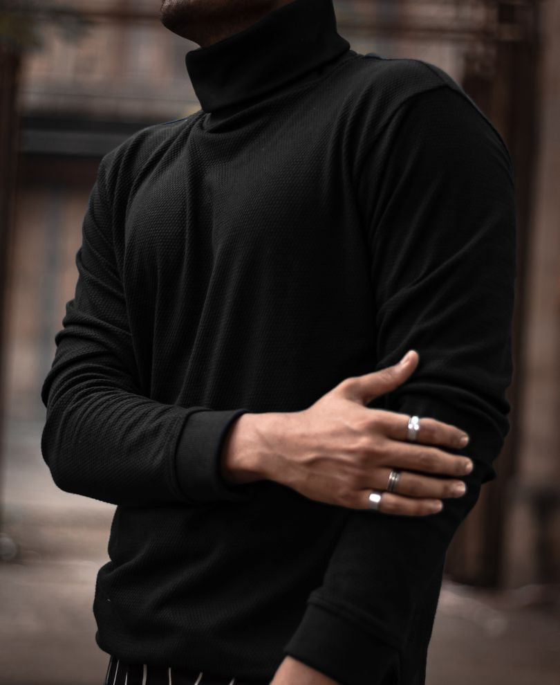 Navy Blue Vertical Stripe Kurta Full Sleeves Shirt