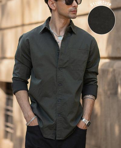 Dark Olive Twill Shirt 100% Cotton