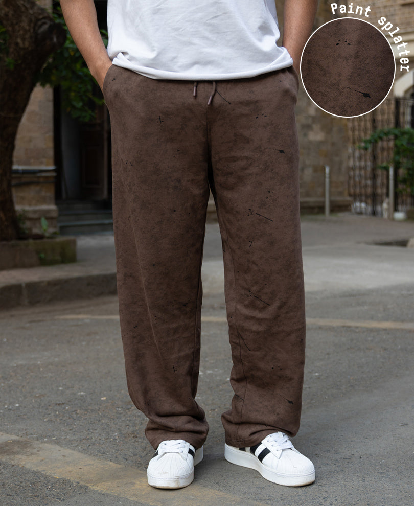 Brown Printed Baggy Fit Trackpant.