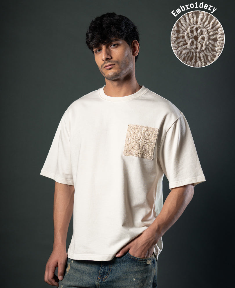 Off White Crochet Patch T-Shirt.