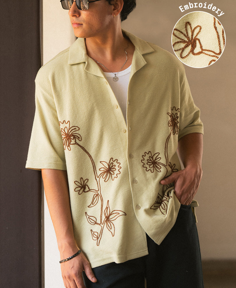 Mint Embroidered Knit Shirt