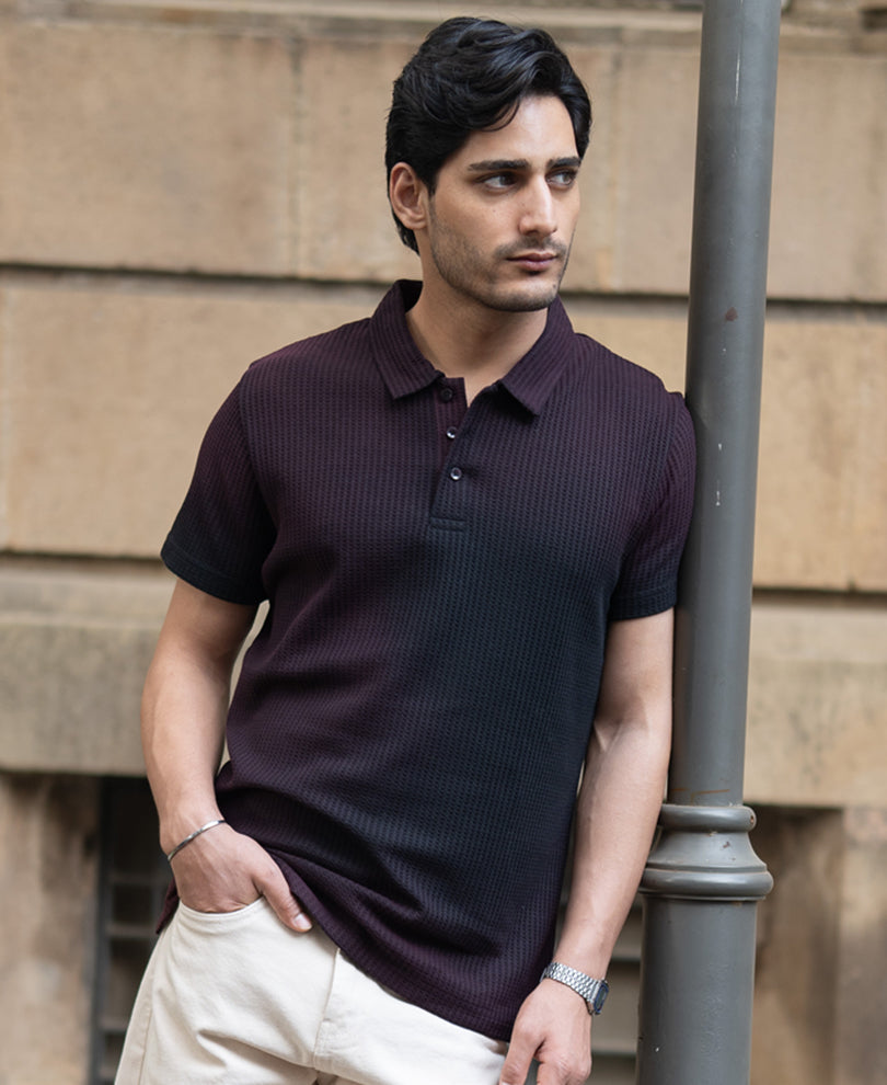 Wine Sprayed Structure T-Shirt.