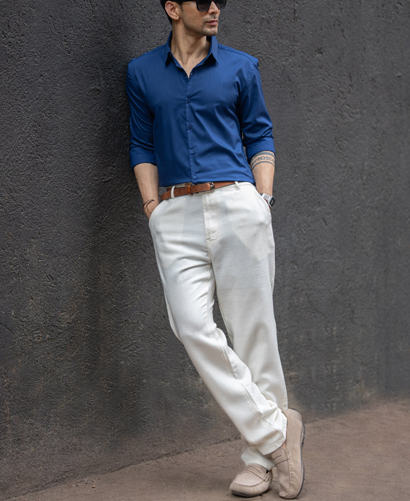 Navy Melange Stretch Shirt.