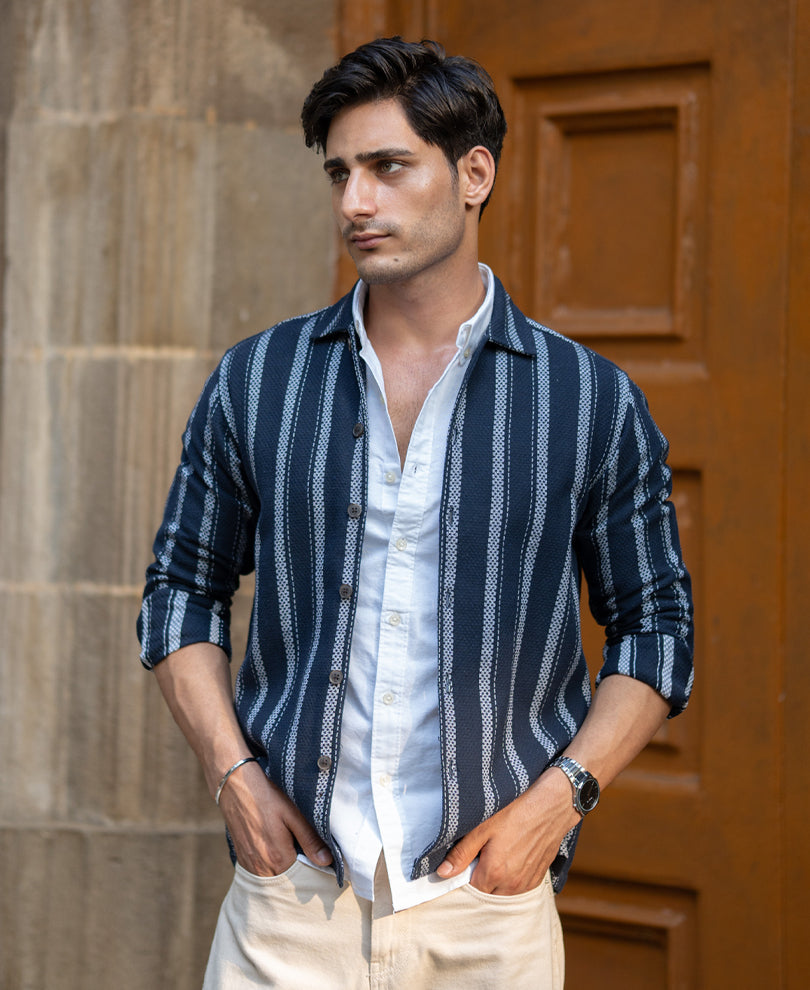 Navy Structure Stripe Shirt