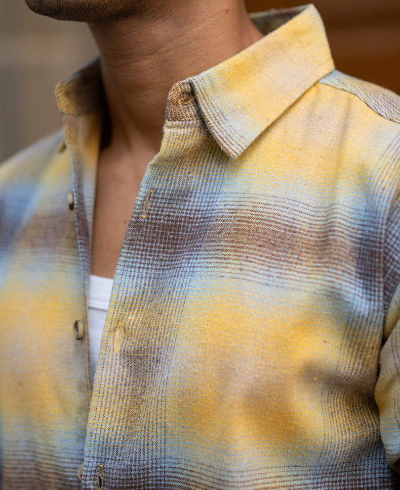 Yellow Brushed Checks Shirt