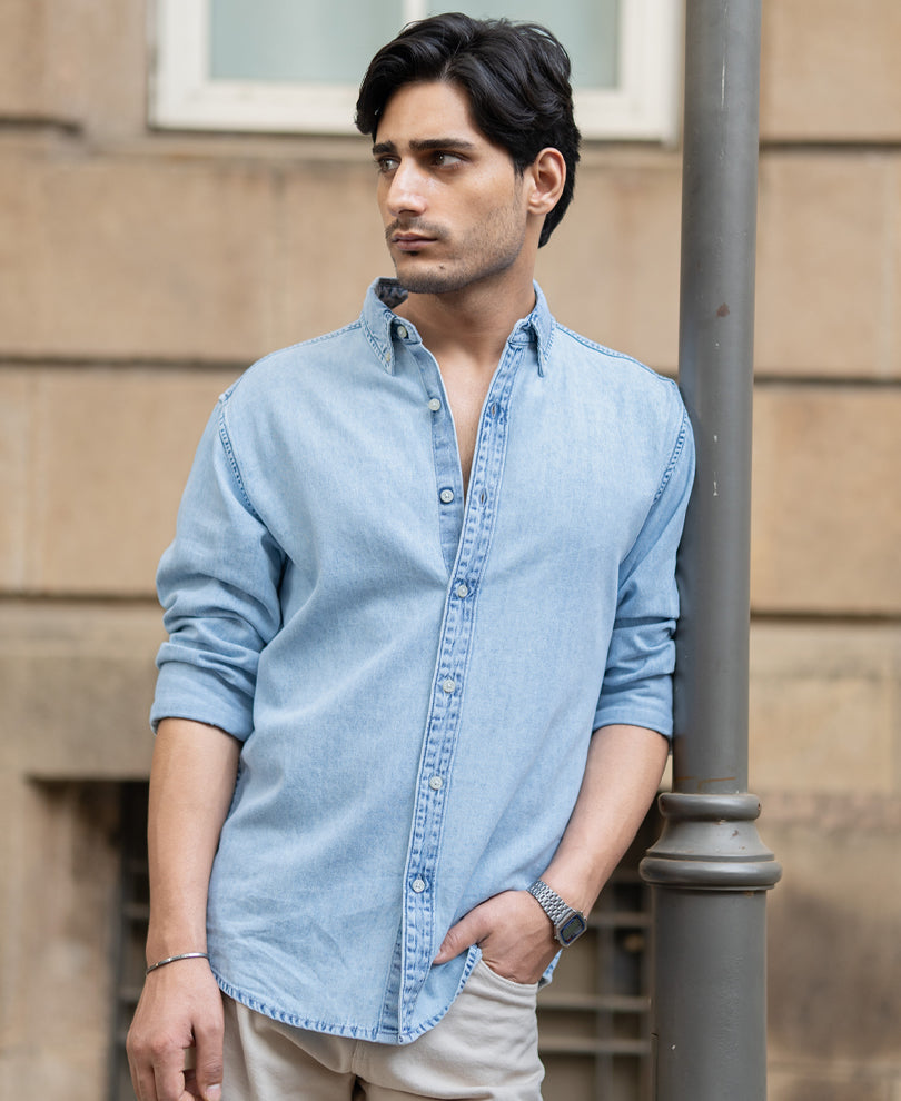 Light Blue Washed Button Down Shirt.