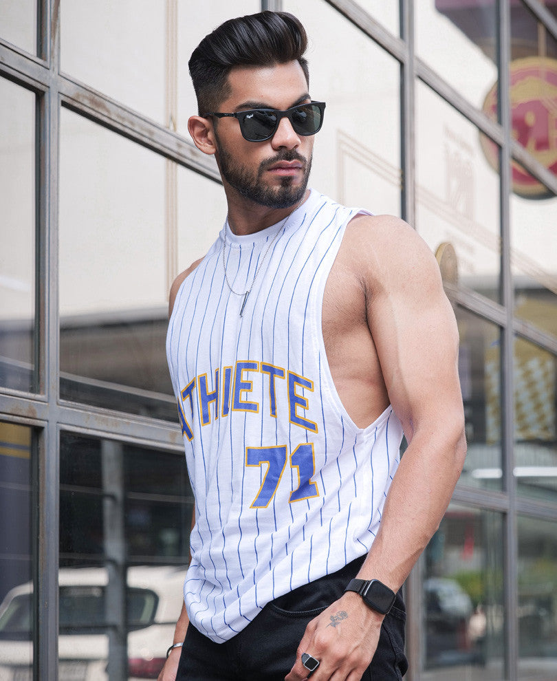 White Athlete 71 Print Deep Armhole Vest