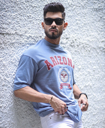 Grey Arizona Printed Oversize Drop Shoulder T Shirt