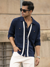 Navy Contrast Detail Shirt