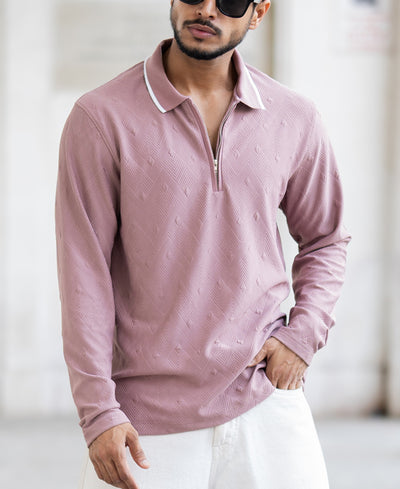 Dull Rose Regular Fit Full Sleeves T-Shirt