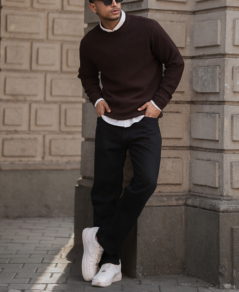 Brown Regular Fit Full Sleeves T-Shirt