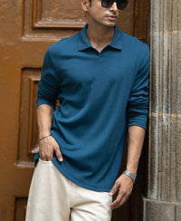 Royal Blue Striped Knitted T-Shirt