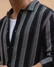 Black Structured Striped Shirt.