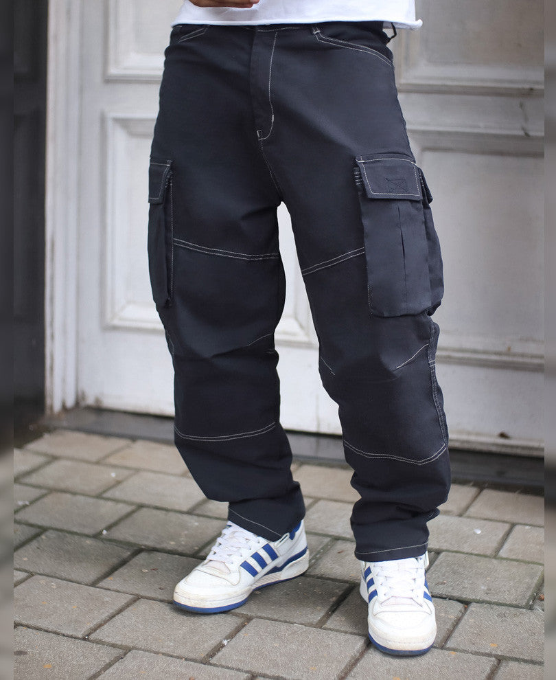 Charcoal Grey Baggy Double Pocket Cargo Pant