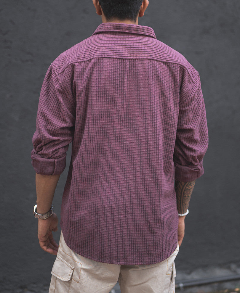 Rust Pink Structured Knit Oversized Shirt