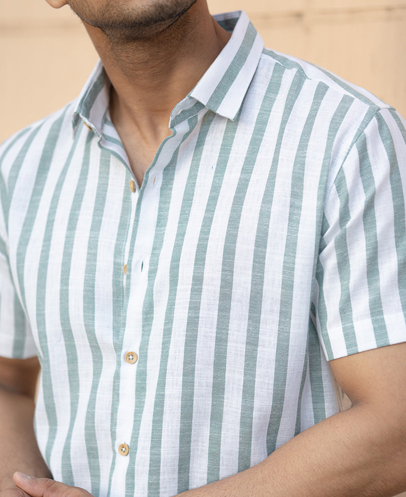Sage Nautical Stripe Shirt.