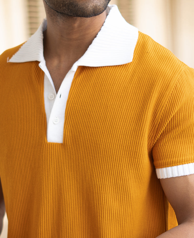 Mustard Half Sleeves Regular Fit T-Shirt