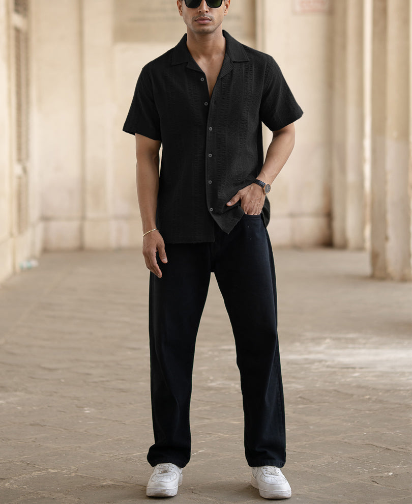 Black Seersucker Shirt