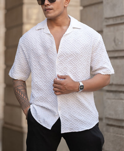 White Structured Cuban Shirt