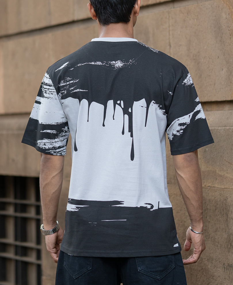 Black & Grey Abstract Graphic T-Shirt