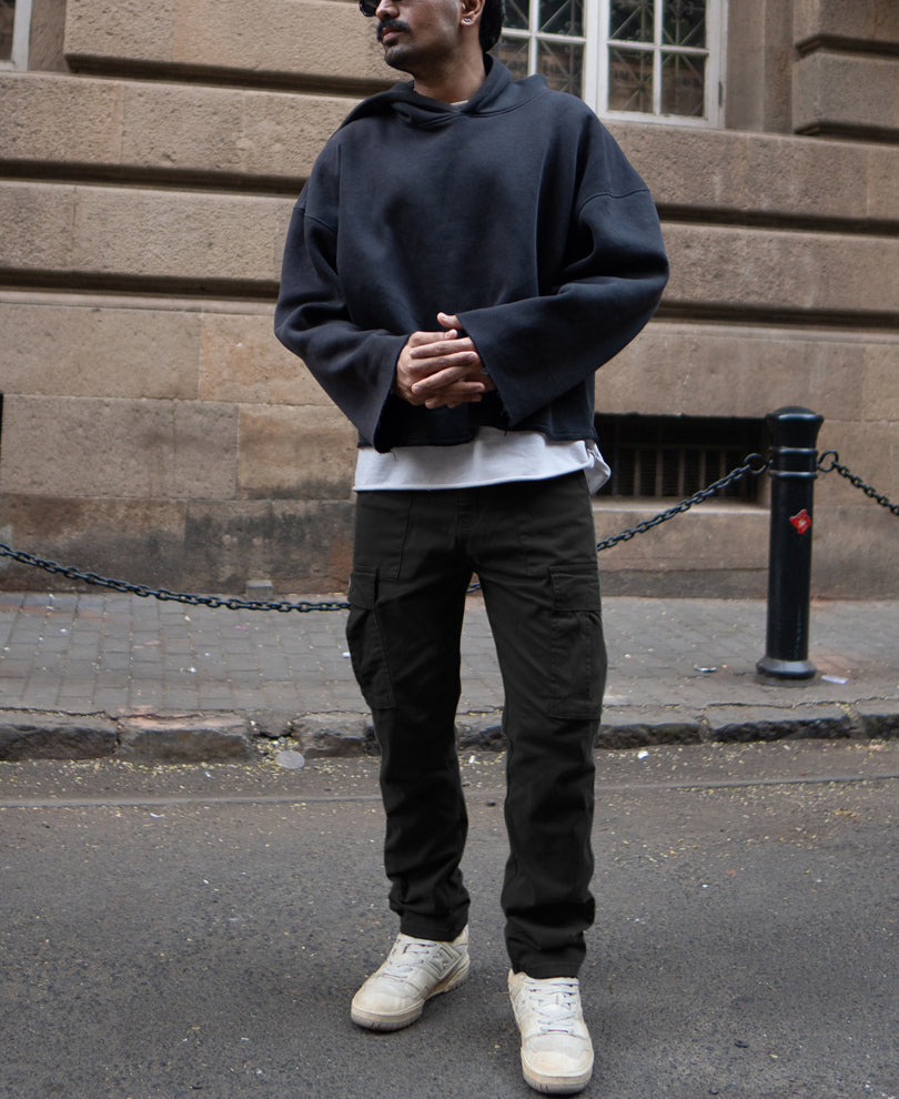 Black Regular Fit Cargo Pant With Multiple Pocket