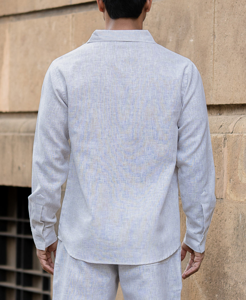 Light Beige Stripes Regular Kurt Style Shirt