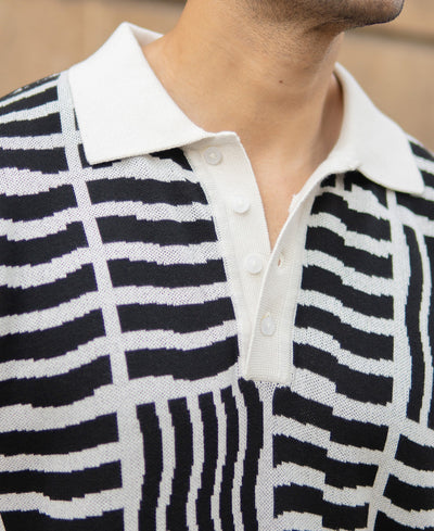 Black Abstract Jacquard T-Shirt