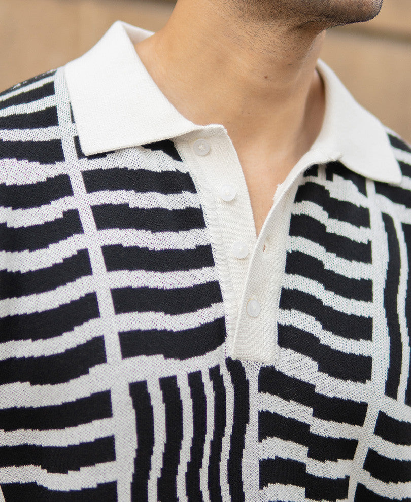 Black Abstract Jacquard T-Shirt