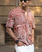 Rust Abstract Print Structure Shirt.