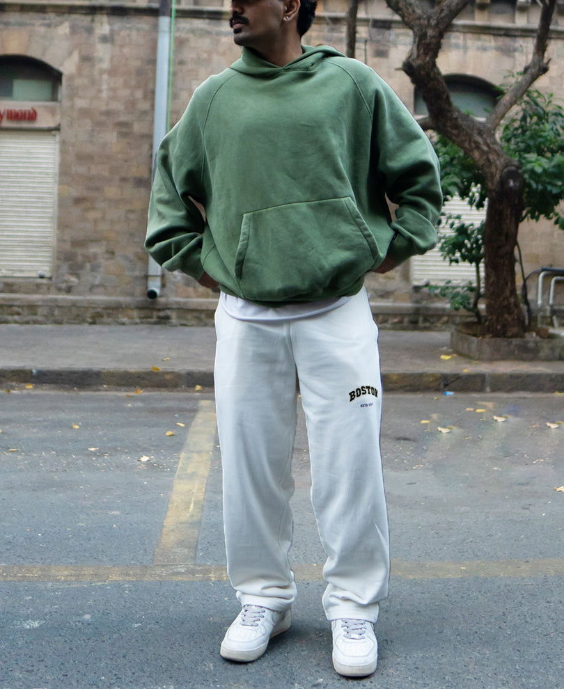 White Printed Baggy Track Pant