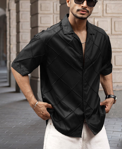 Black Oversized Half Sleeves Shirt