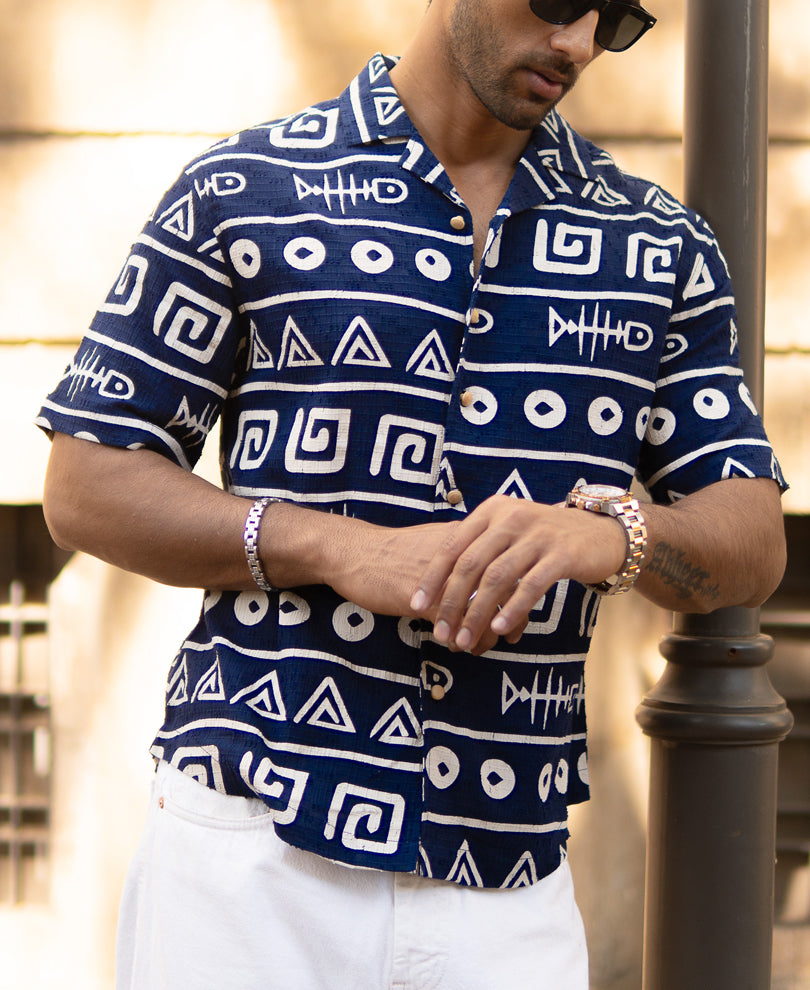 Navy Tribal Print Shirt