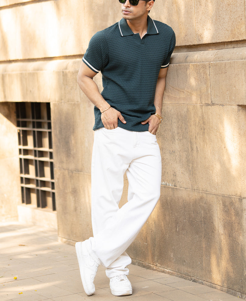 Teal Knitted T-Shirt