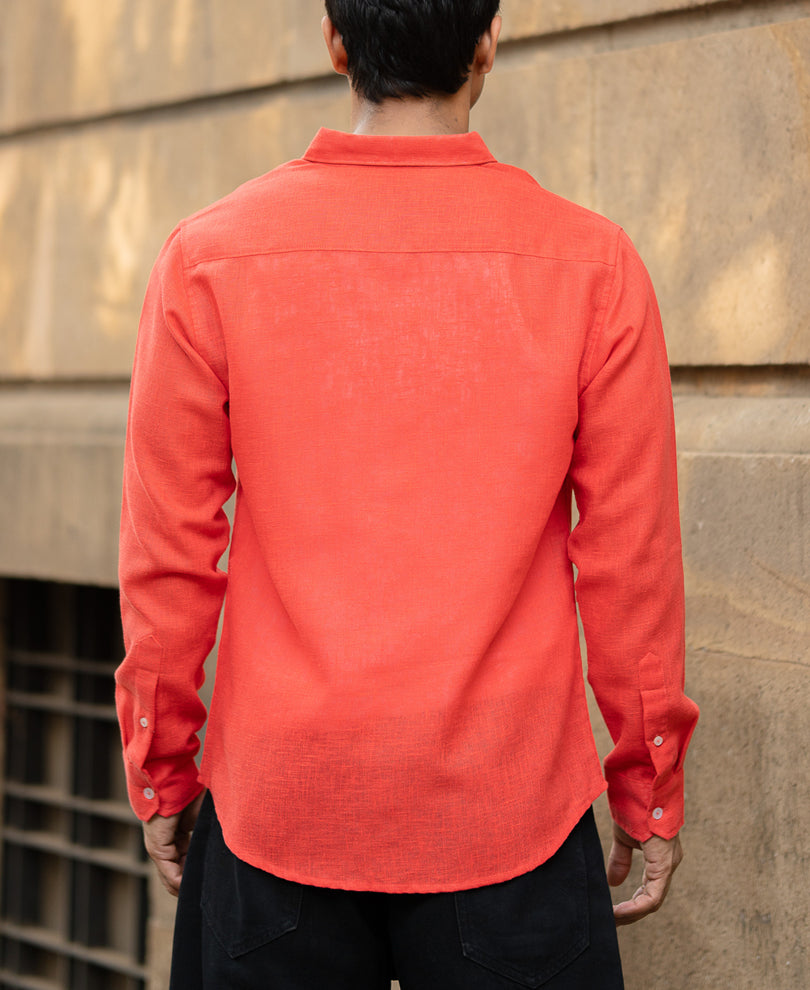 Fiery Red Lightweight Linen Shirt