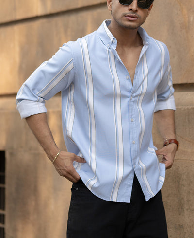 Light Blue Broad Stripe Shirt