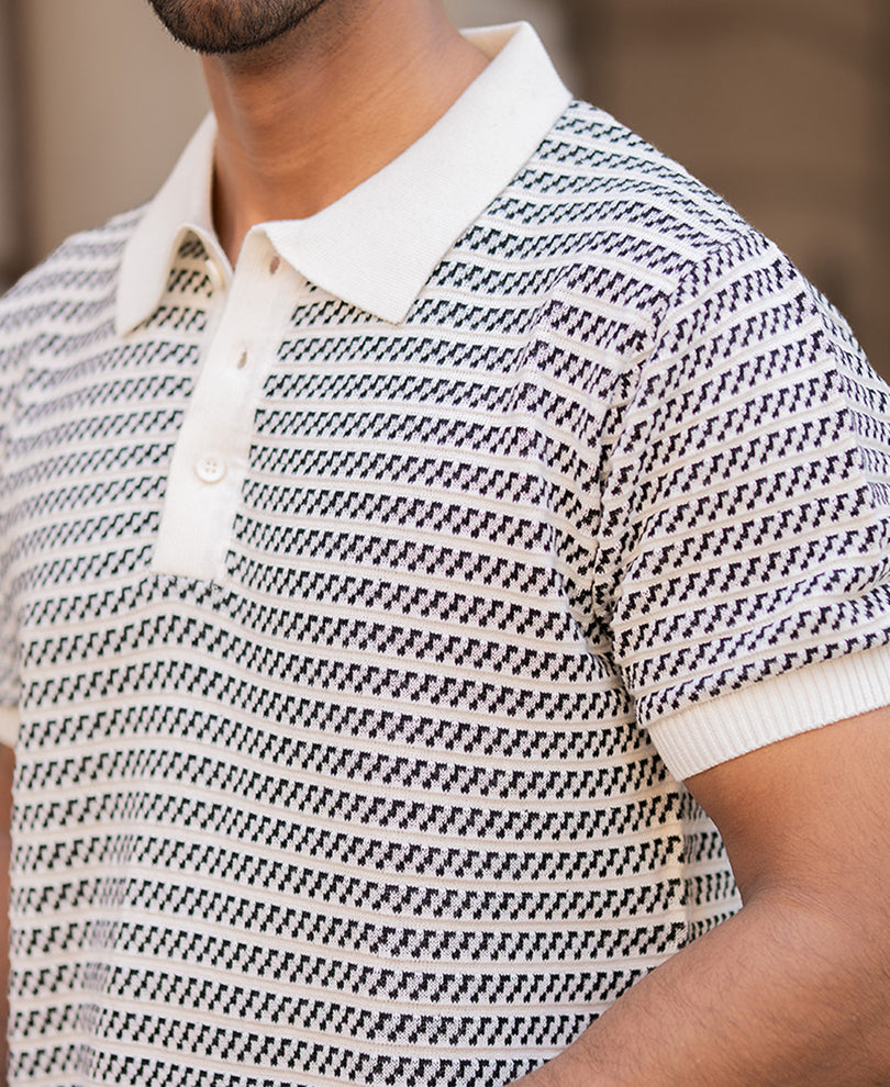 Jacquard Knit Polo T-Shirt