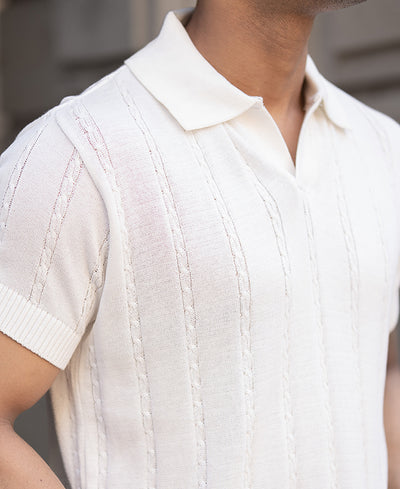 Offwhite Knitted Polo T-Shirt