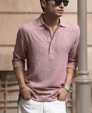 Maroon Slub Kurta Shirt