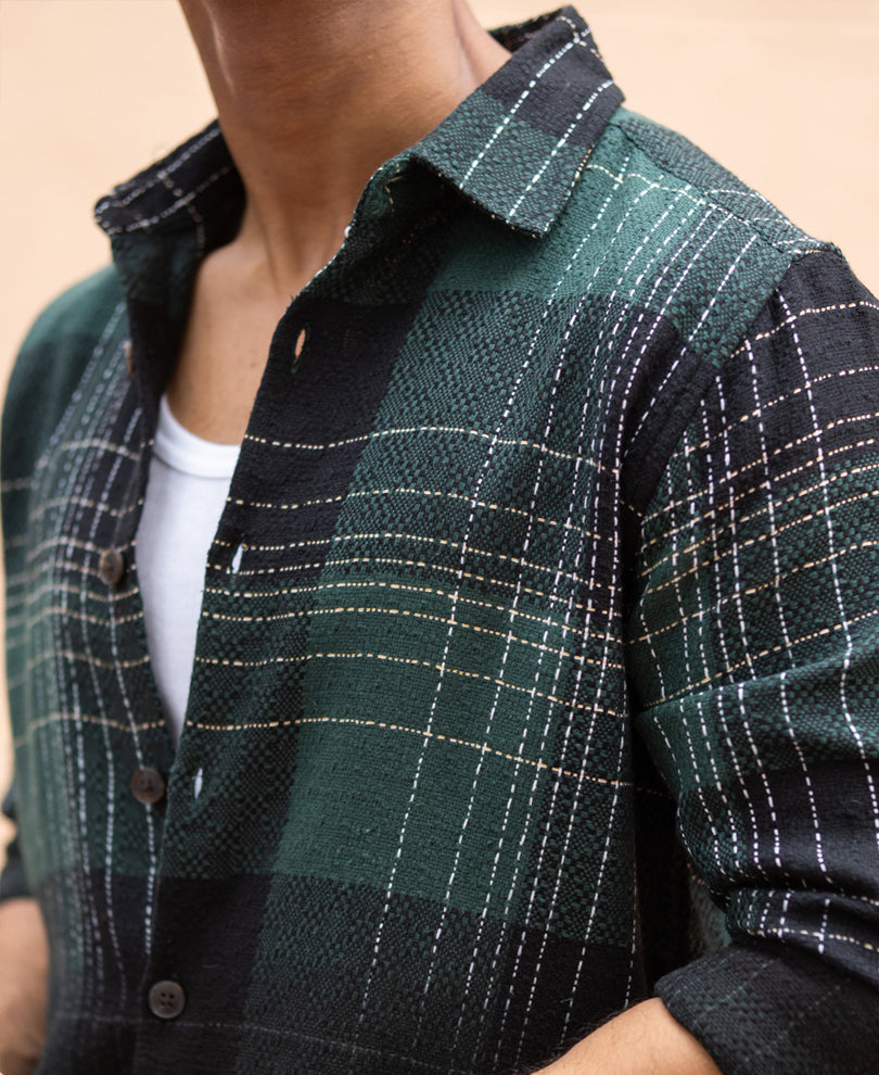 Olive Ombre Checks Shirt