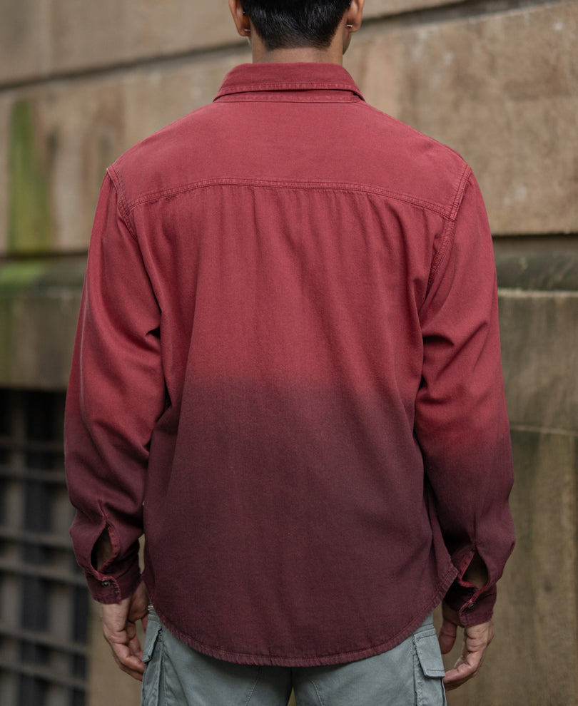 Brick Red Ombre Shirt With Pockets